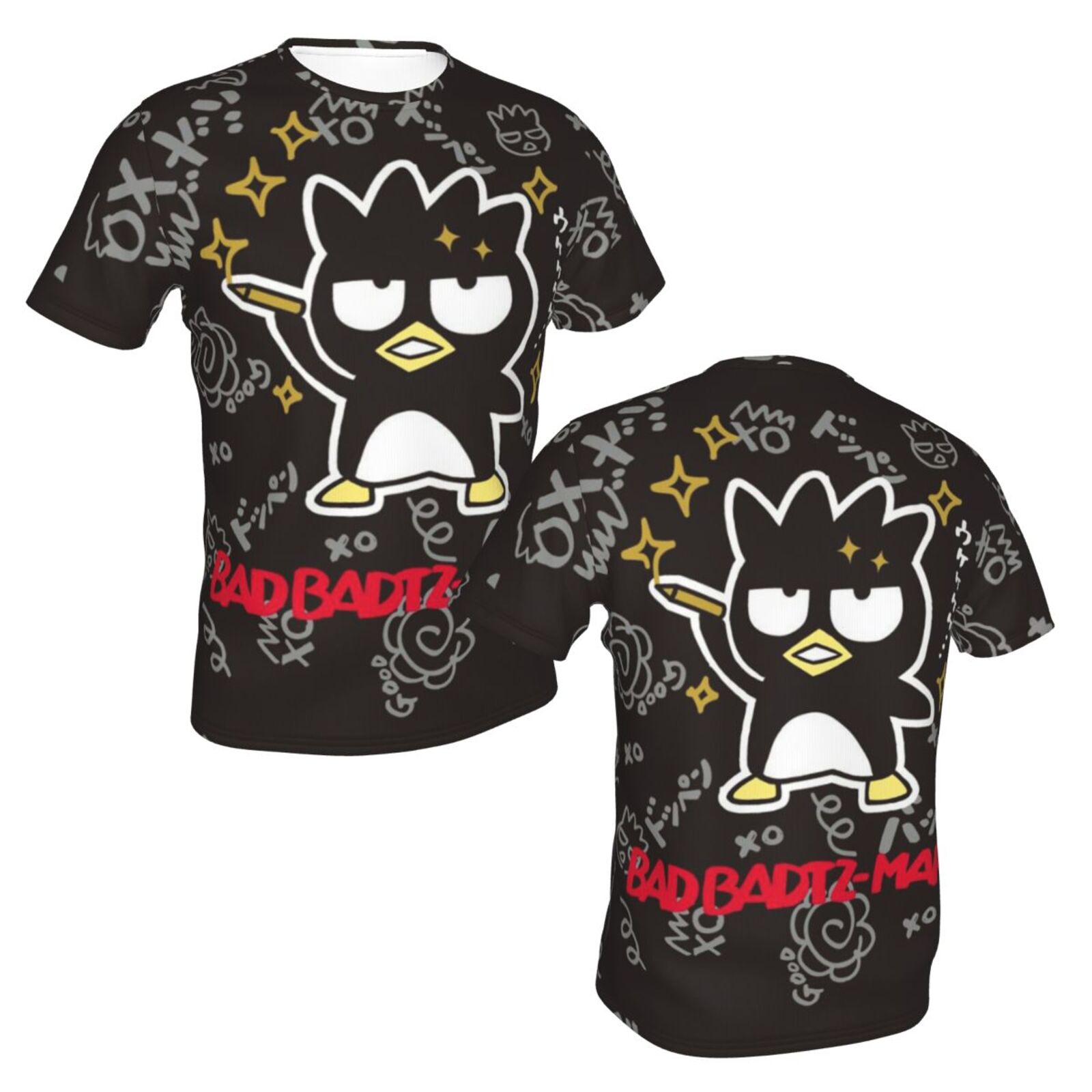 Unisex Badtz Maru T Shirts 3D Printed Short Sleeve Shirts Casual Graphics Tees For Adult Men Women